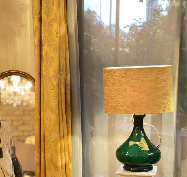 Mid-Century grüne Glas Leuchte  Tischlampe 