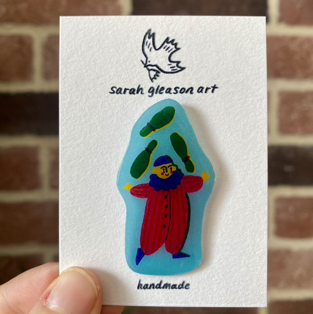 Handmade Circus Clown Seal Pin 