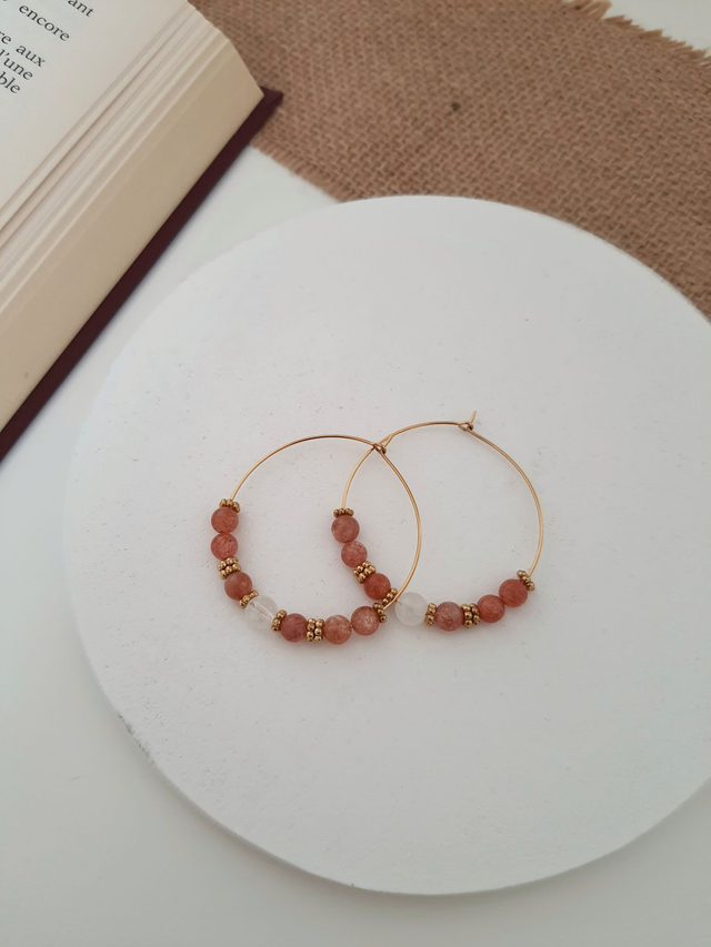 Boucles d&#039;oreilles Pierre de soleil - Aube