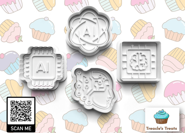 AI Theme Fondant/cookie stamps with cutters (1)