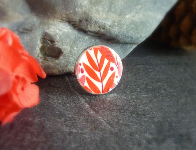 Bague ronde - Pigment de feuilles