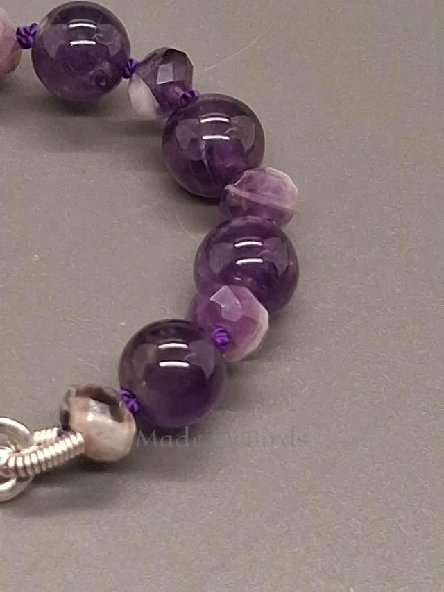 Hand-Knotted Amethyst & Sterling Silver Artisan Bracelet