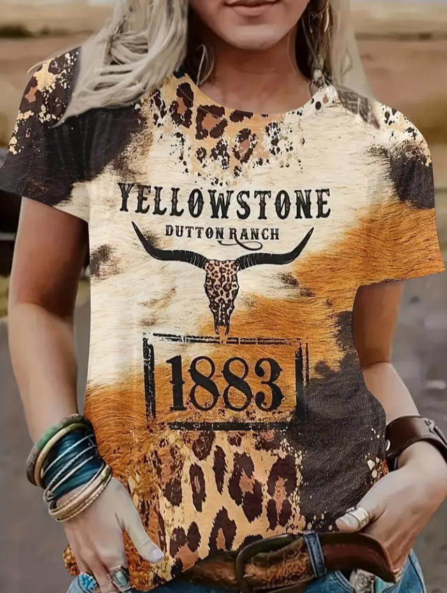 T-shirt z okrągłym dekoltem i nadrukiem Roz . M 38 