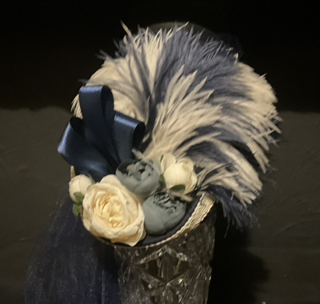 Victorian Style Hat ( Navy &amp; White)