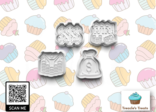 Money Theme Fondant/cookie stamps with cutters 