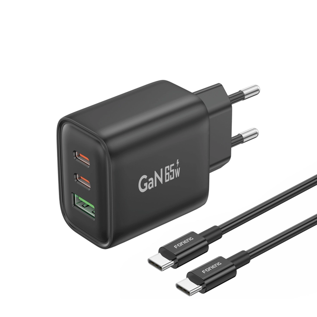 Neue sichere GaN-Ladegerät-Technologie Set 3 Ports 1m Kabel 65 W 