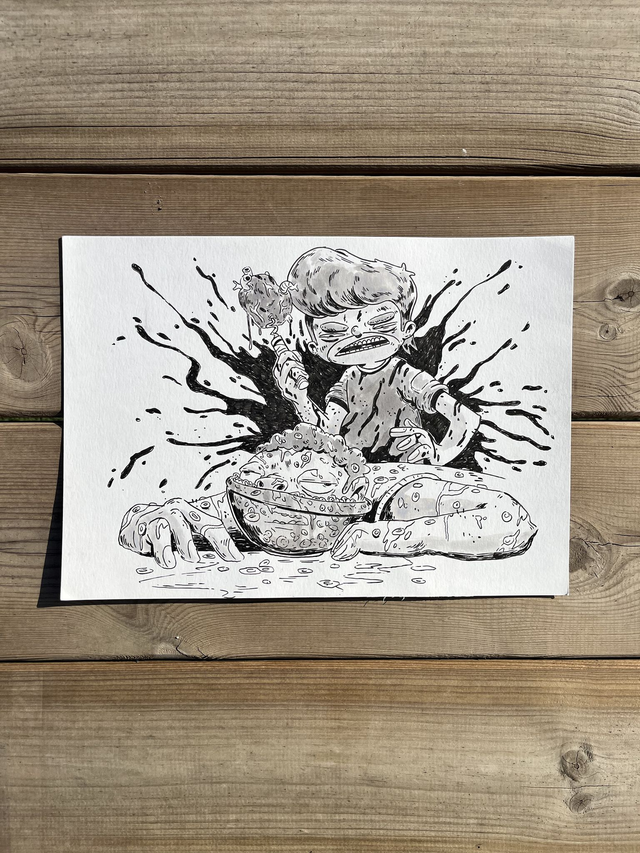 Dibujo Original Los Simpson "Casa del terror: El tupé Infernal"