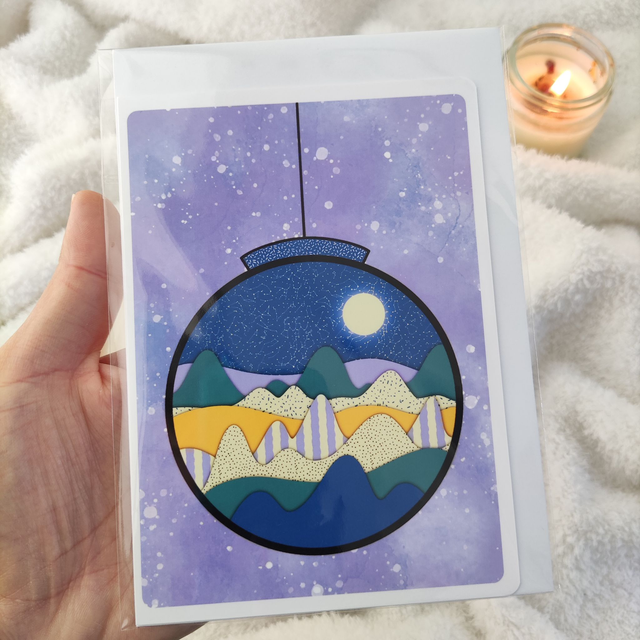 Boule de Noël - Carte double avec enveloppe