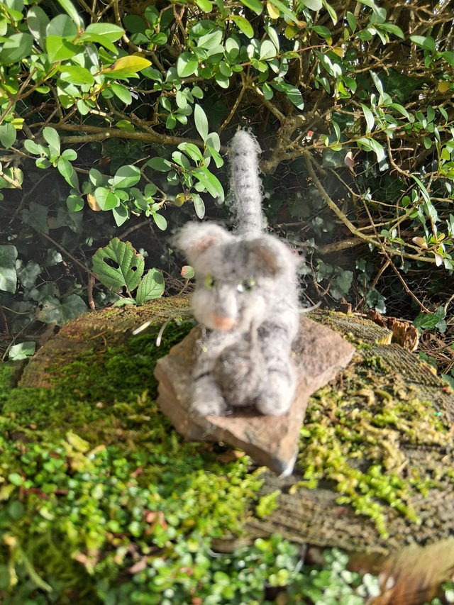 Needle Felt Cat Silver Tabby: Luna