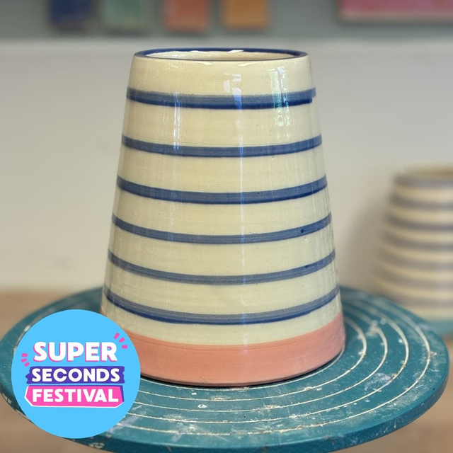SUPER SECONDS stripe vase pink base (B grade)