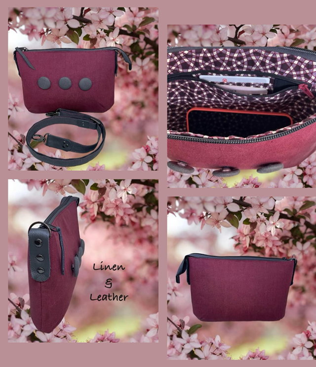 Linen &amp; Leather - shoulder/crossbody/clutch bag