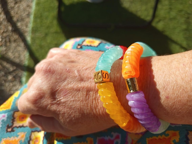 Duo de bracelet jonc perles tubes acrylique Indrahanush