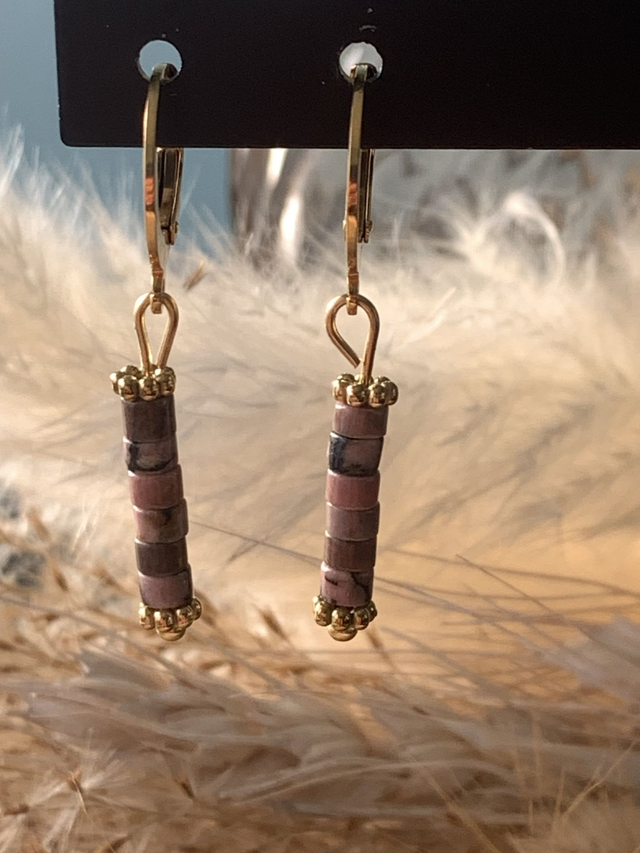 Boucles d'oreilles Rosamaria Marbre brun/rose