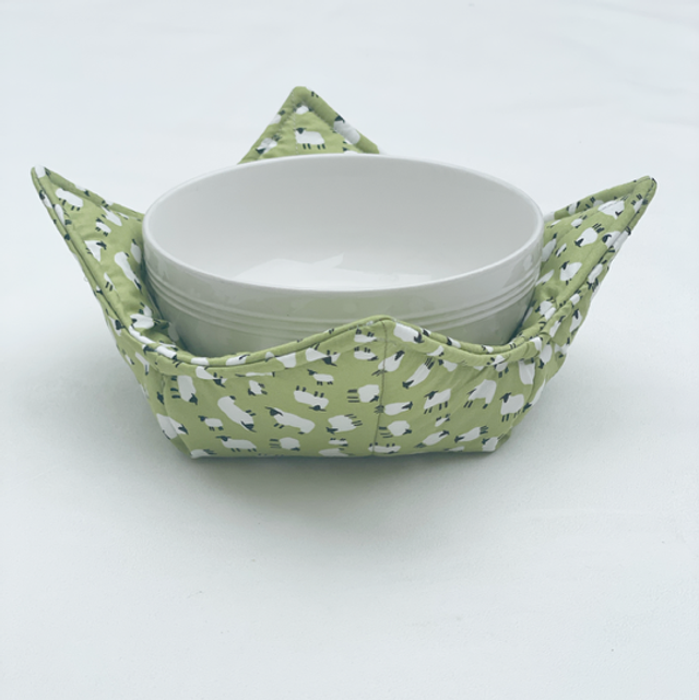Sheep on green “Bowl cozy”