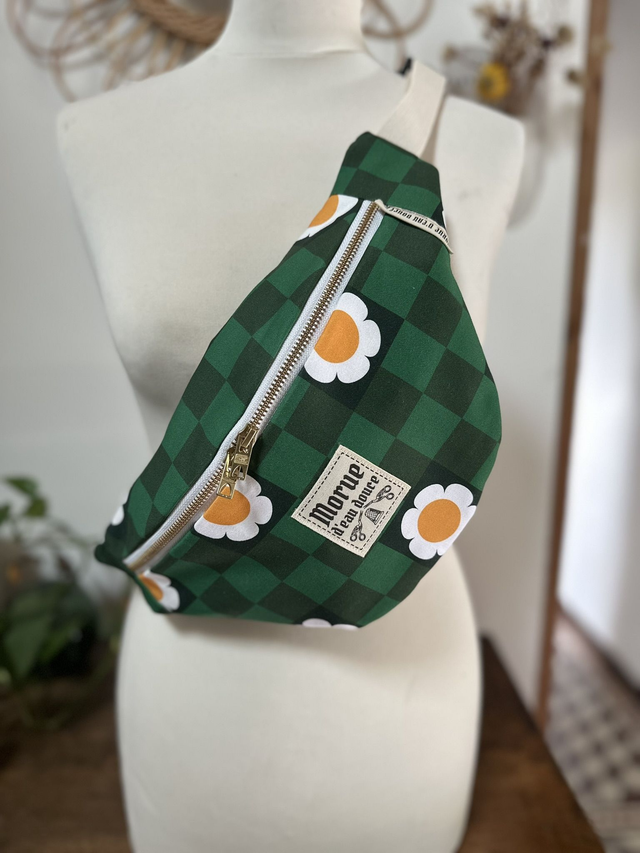 sac banane green  paquerette damier 