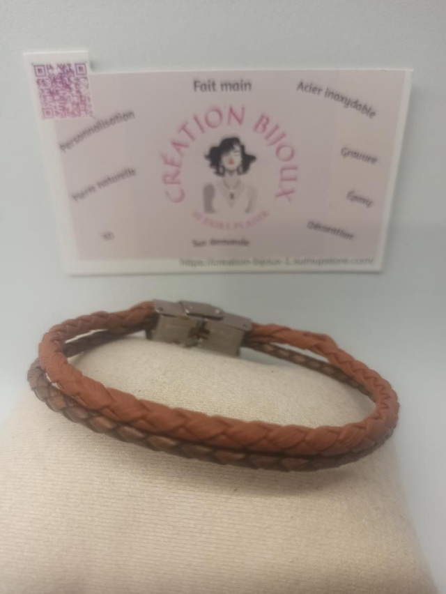Bracelet similicuir marron 