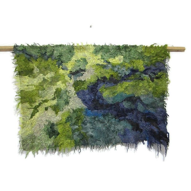 Pannello artistico parete feltro fatto a mano Decorazione Infeltrimento lana Pannello verde di riduzione del rumore