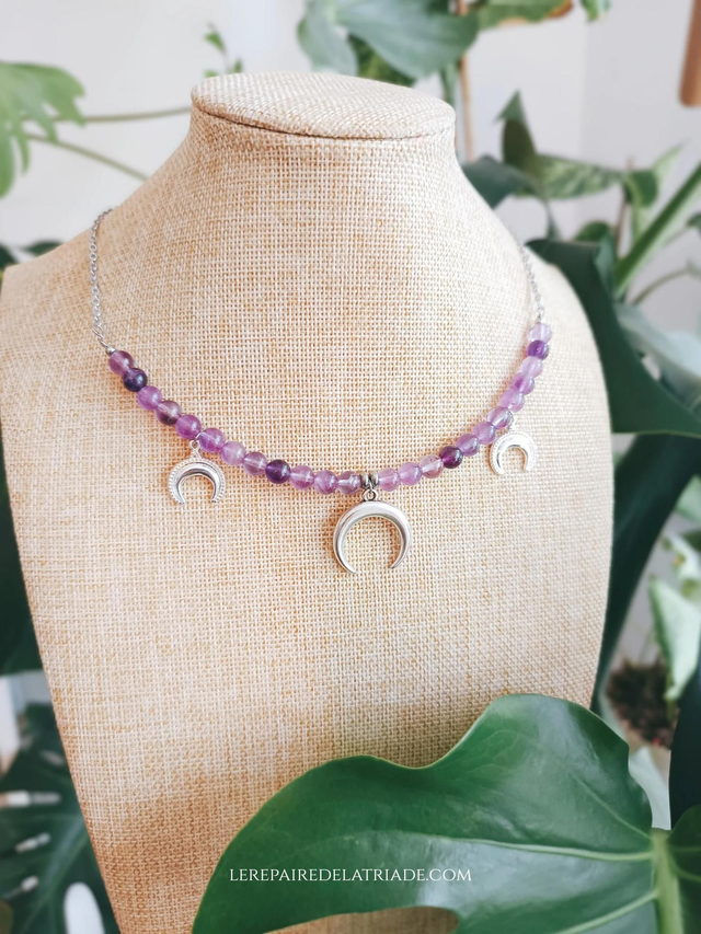 COLLIER - TRIPLE MOON (améthyste)
