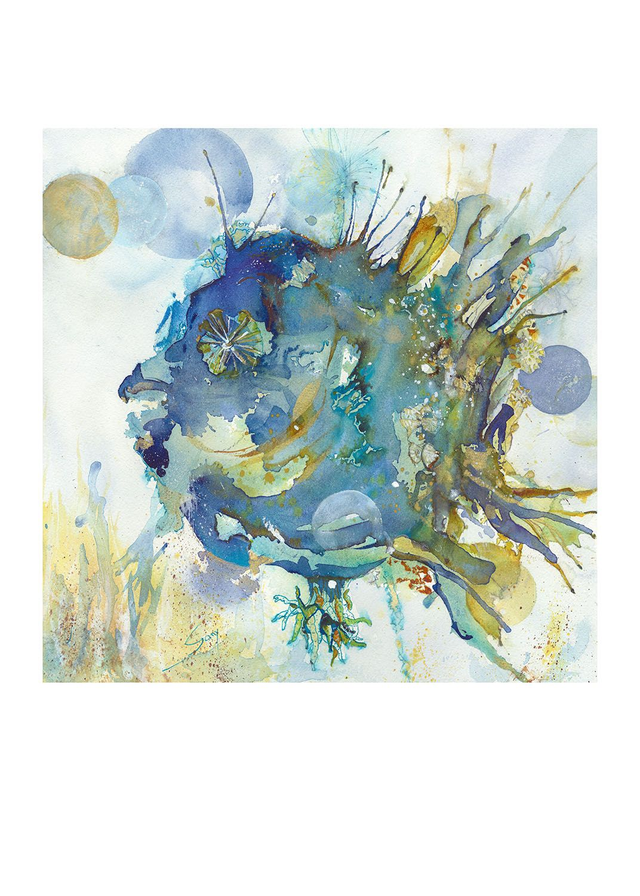 Visage marin bleu I (IMPRESSION D'ART) 30 x 42 cm