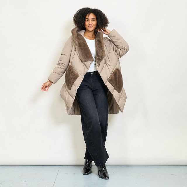 Oversized Diamond-Quilted Cape Puffer Coat