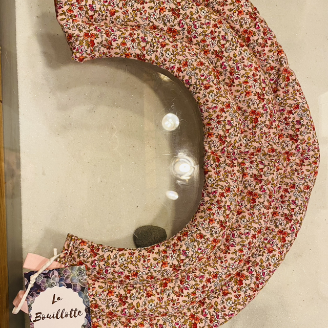 Bouillotte en graines de lin bio - cervicales en U - Tissu liberty rose
