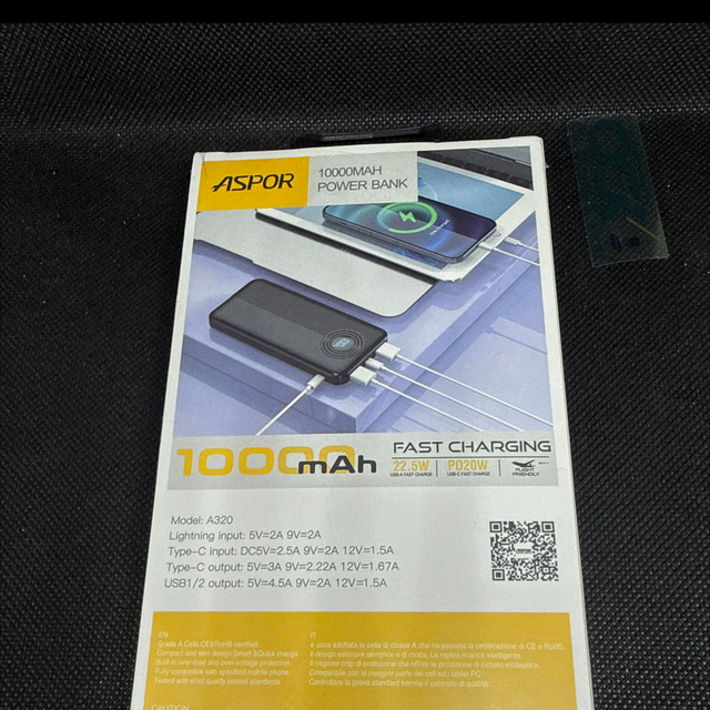 *0347-ASPOR A320 Powerbank 10000mAh – 22.5W Super Fast Charge & PD 20W