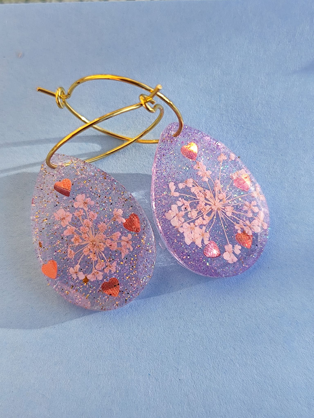 Boucles d&#039;oreilles créoles &quot;Poésie suspendue&quot;