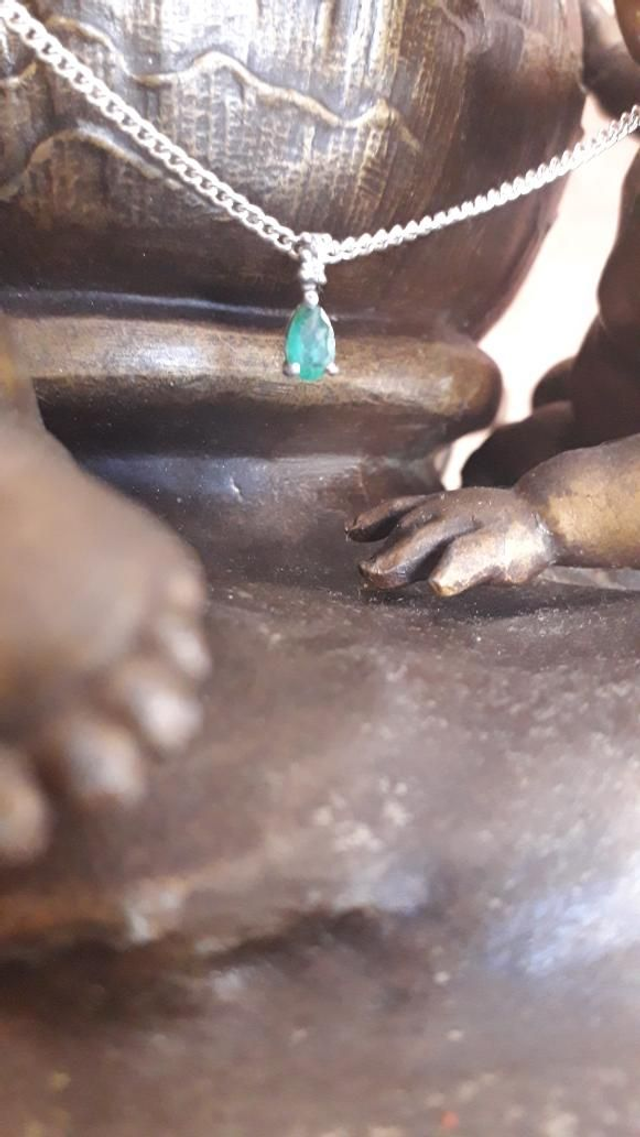 Pendentif émeraude, zirconium, argent 925