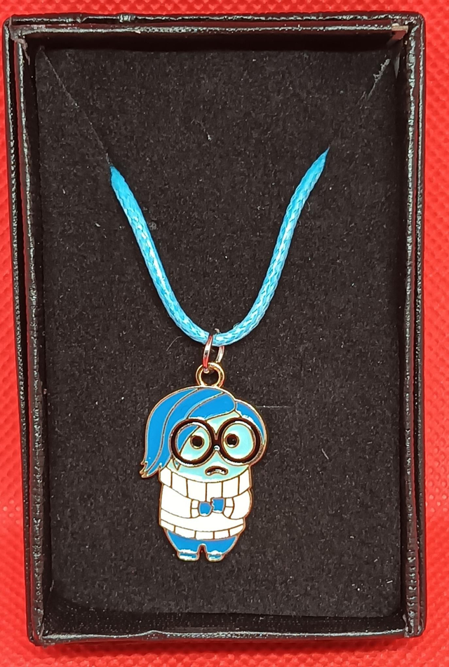 Enamel Inside Out Sadness Pendant Necklace.