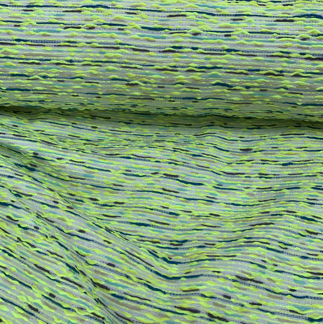 White & Citrus Textured Woven Slub Fabric 