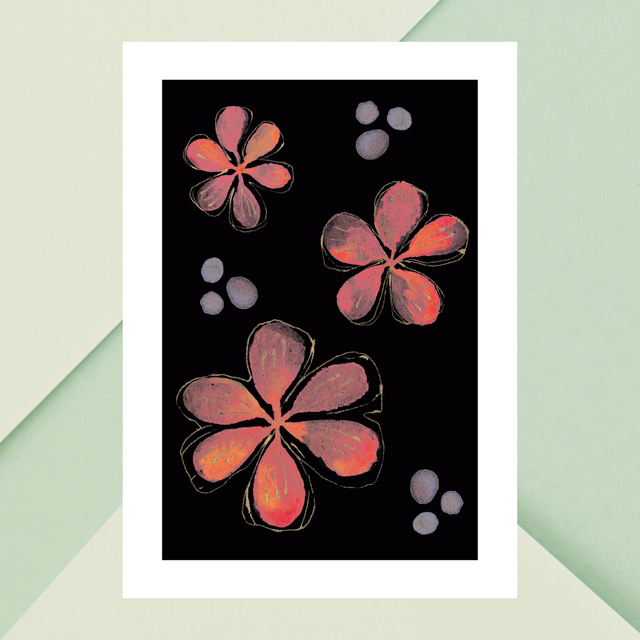 Impression Fleurs Aquarelle Des Pétales sur Fond  Noir / Floral Petals on a black background: Décoration Murale Beauté Éthérée