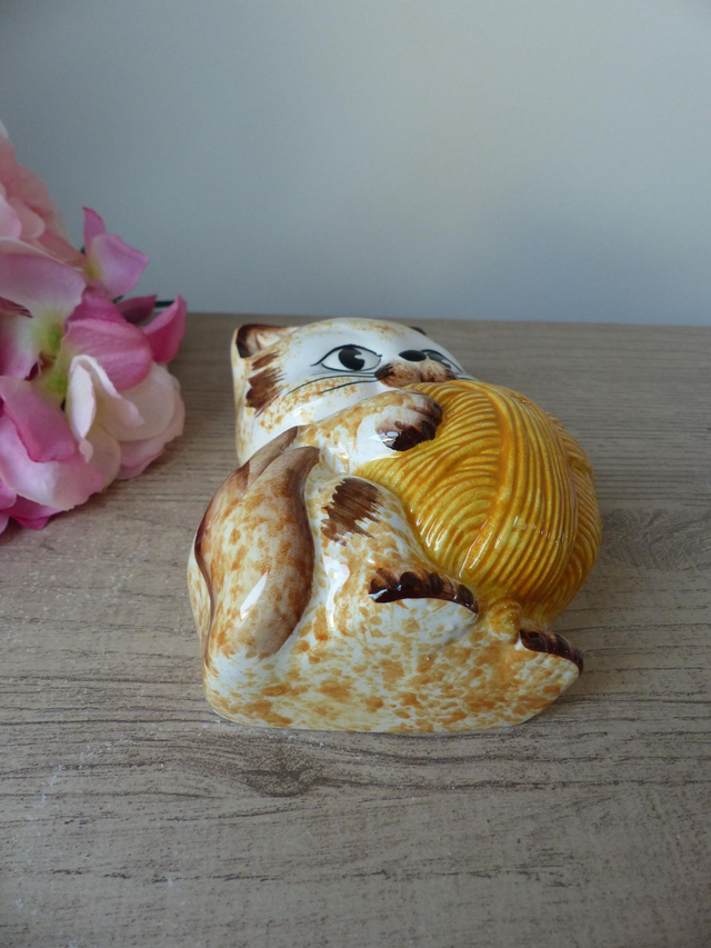 Ravissant Dévidoir à Ficelle de Cuisine Chat en Céramique, Porte Ficelle Chat Décoration Bureau Buanderie Cellier Cuisine Atelier