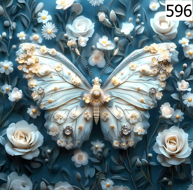 Panneau papillon en Velours - 40x40cm 