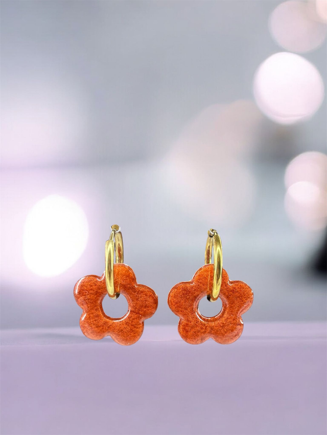 Boucles d'oreilles fleurs résine époxy