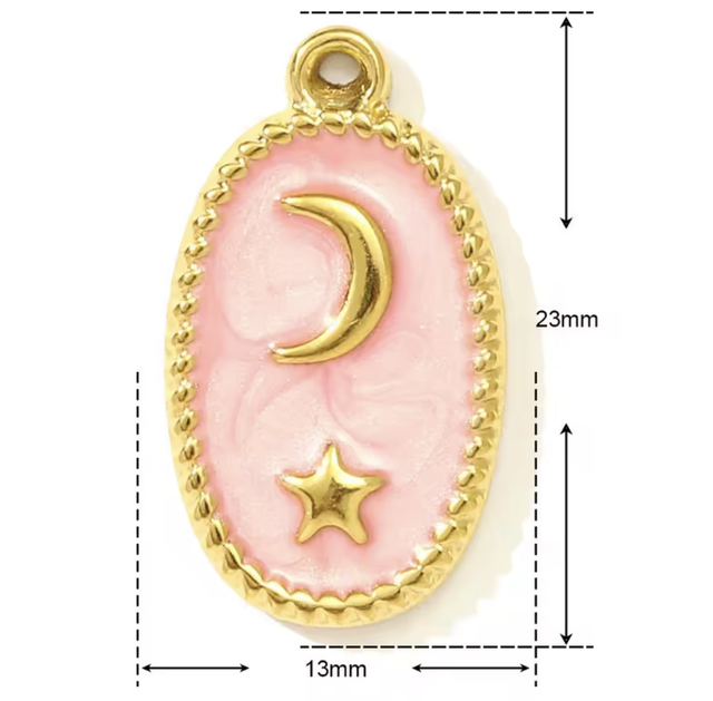 Charm luna e stella base rosa 