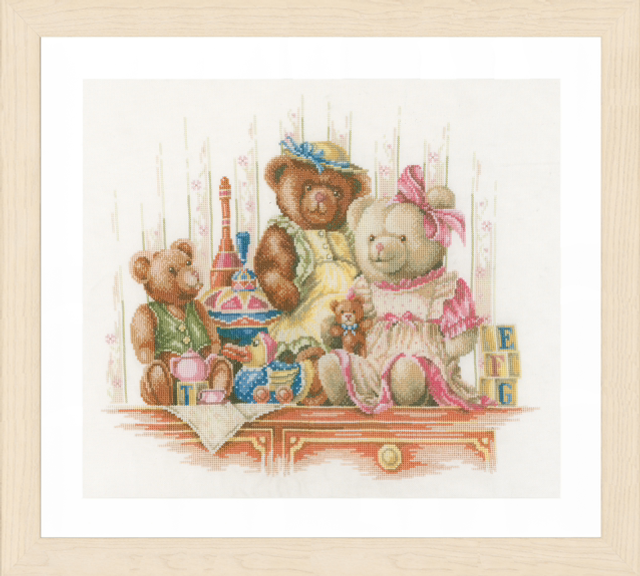 Counted Cross Stitch Kit: Bears and Toys by Lanarte 