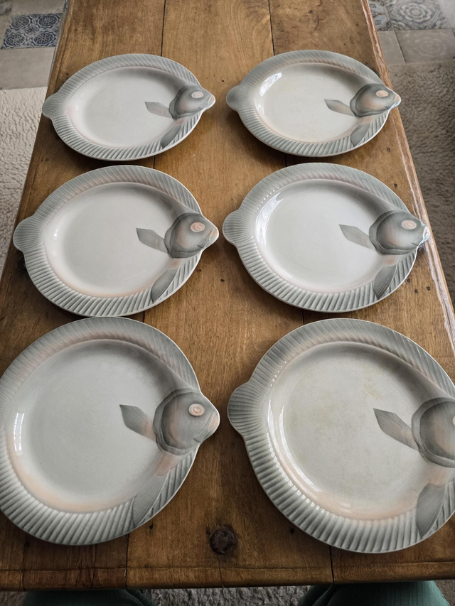 Assiettes à poisson Sarreguemines 
