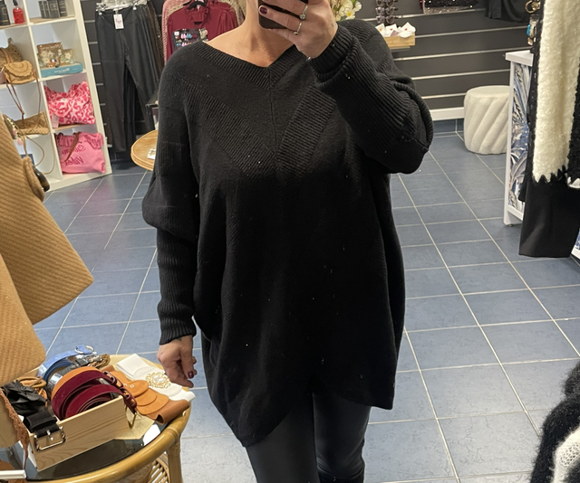 Pull tunique noir