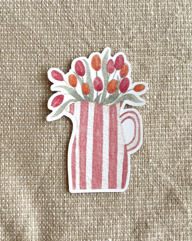 Sticker vase tulipes - Illustration aquarelle