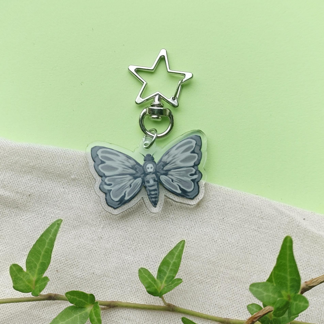 grey moth - acrylic keychain