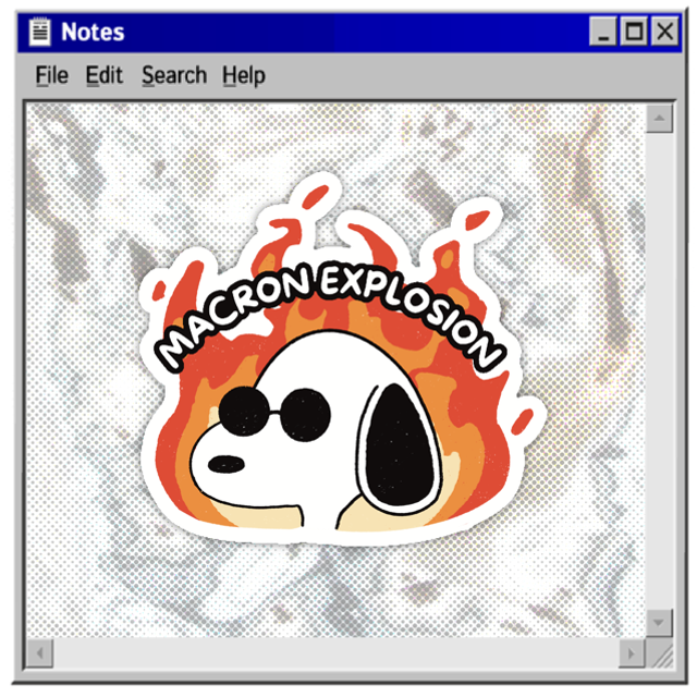 « macron explosion » snoopy glossy vinyl sticker