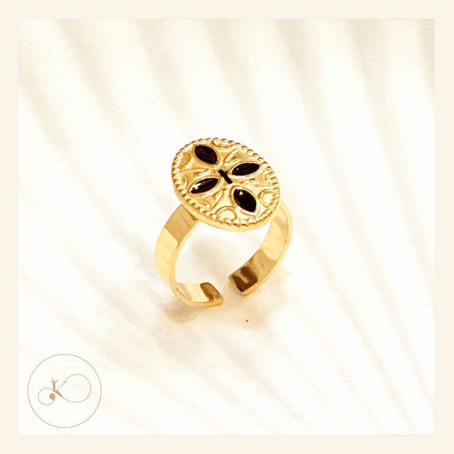 Bague noir &amp; dorée