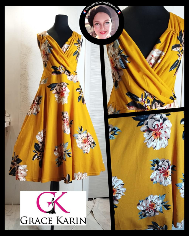 Robe Grace Karin Mustard Floral T46/50