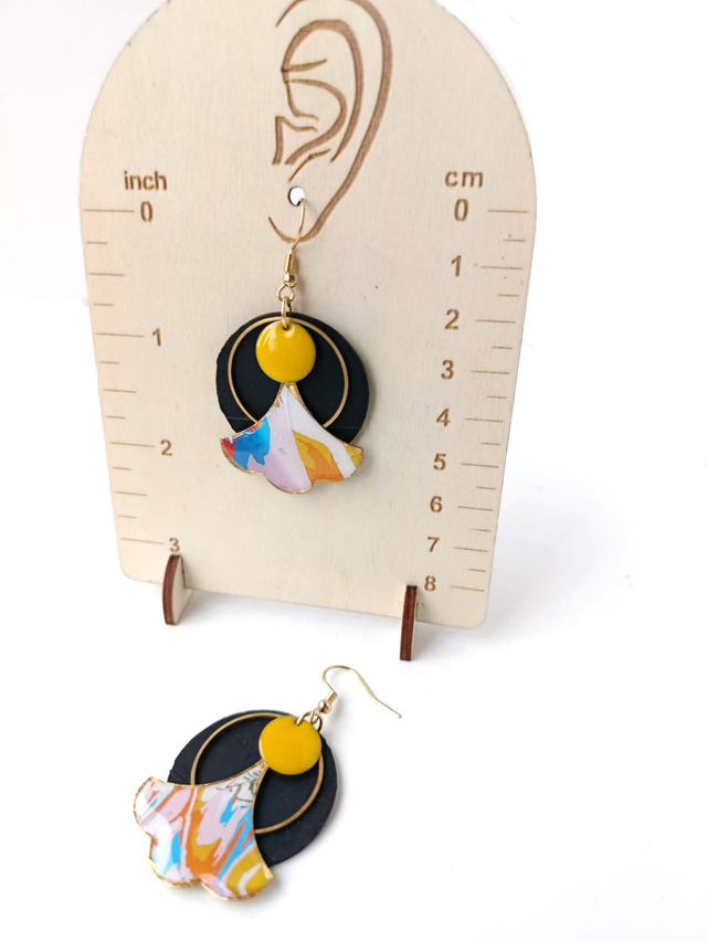 Boucles d'oreilles Upcyclées en Chambre à Air et Papier Recyclés - Bohèmes