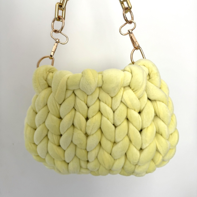 Autumn must have - Small Hand Knitted bag - Butter yellow 