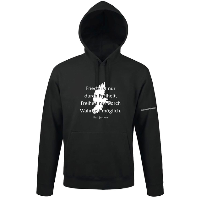Hoodie mit Spruch Karl Jaspers «Friede ist nur durch Freiheit....»