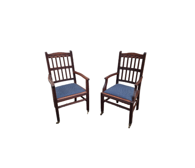Solid oak His and Hers carver chairs
