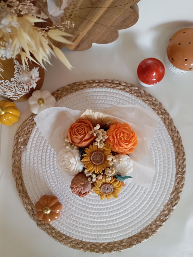 🍂 Bouquet de fleurs en cire « Douceur d’Automne »