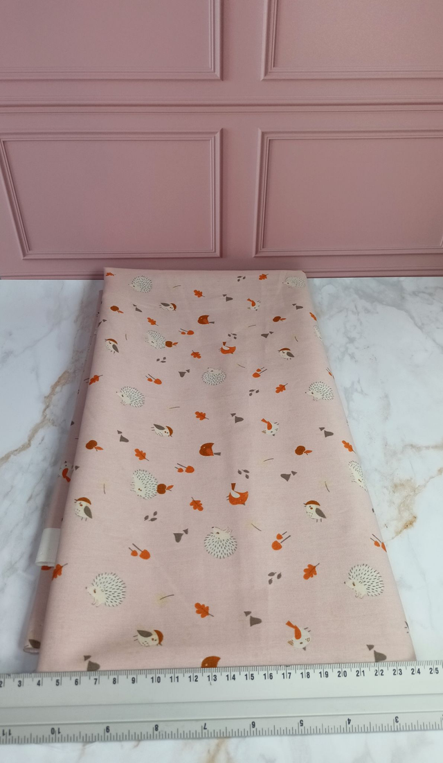 Tissu coton rose clair hérisson