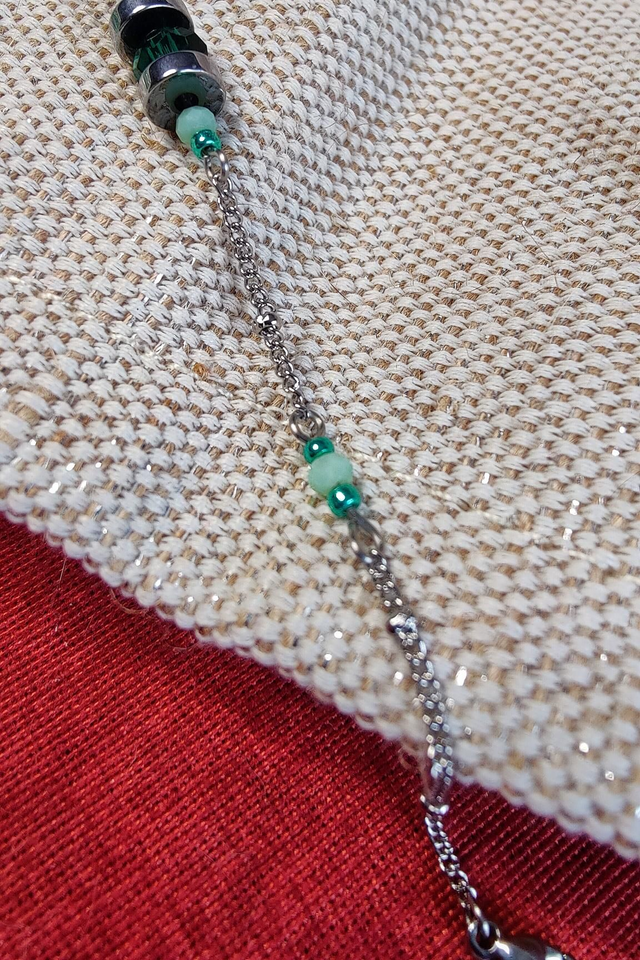 Coffret bijoux - Boucles & Bracelet assortis - Vert d'eau & Argenté